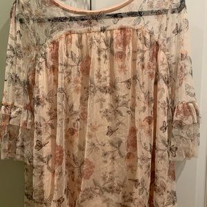 SALE 2 for 15 || Floral Pale Pink Blouse
